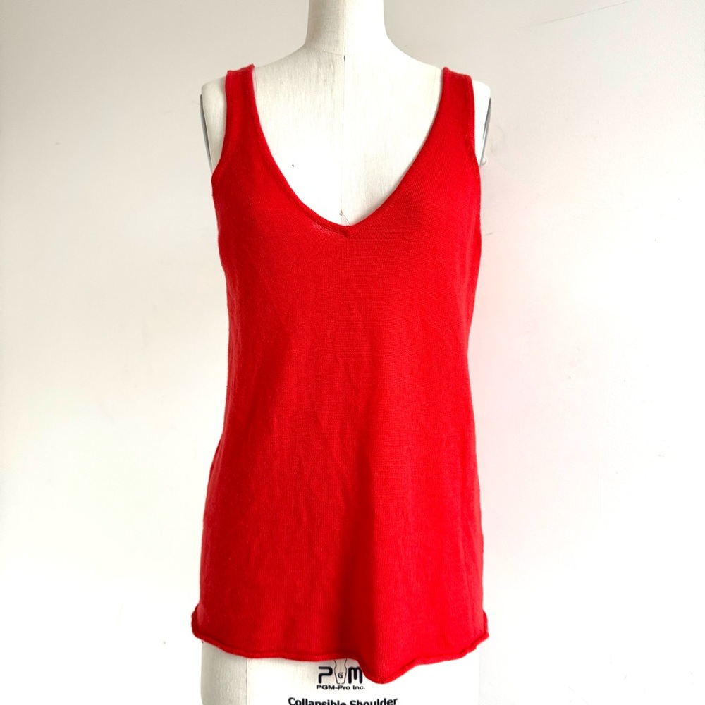Barney’s Co-Op bright red cashmere tank